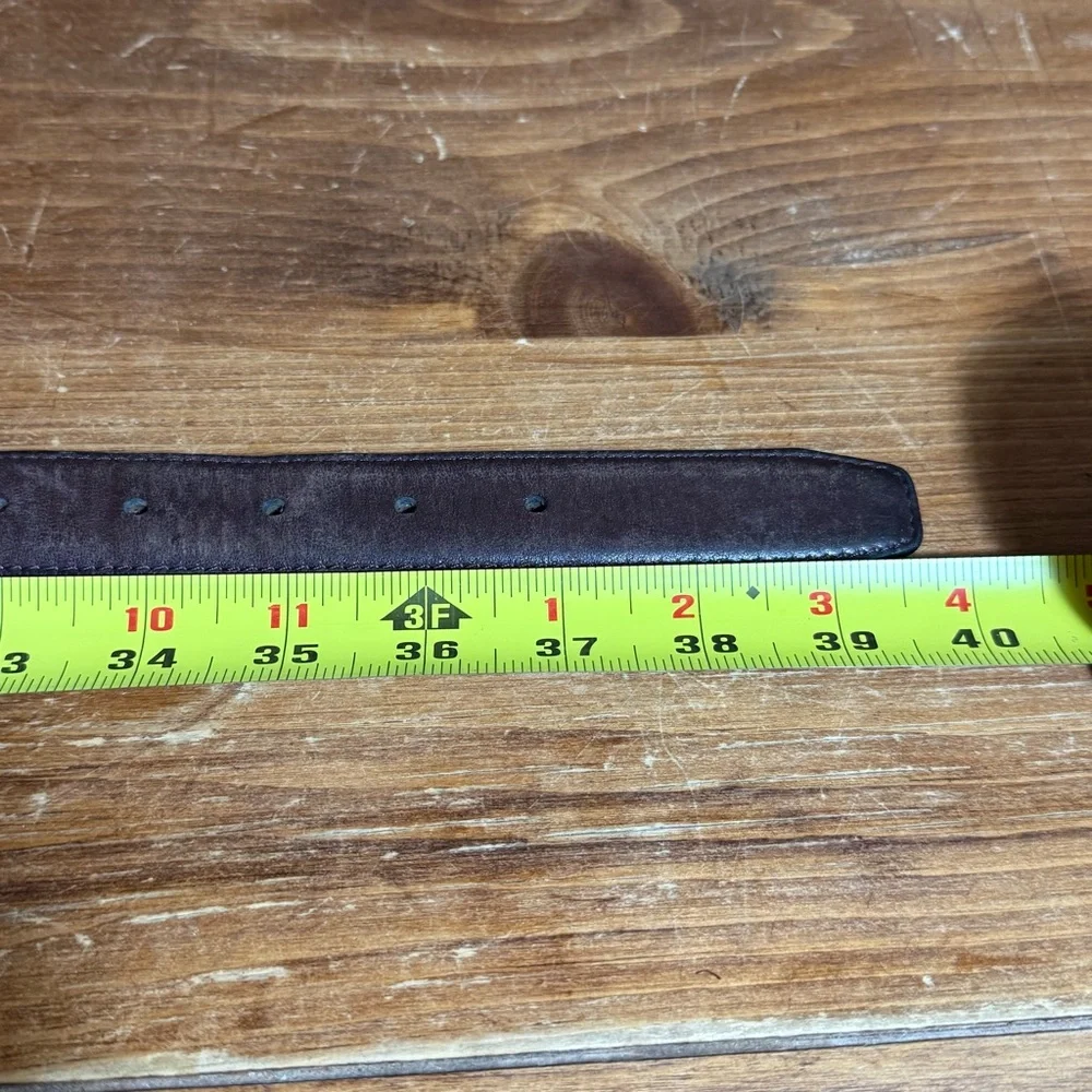Colours By Alexander Julian Full Grain Cowhide Brown Leather Belt 34 Gold Buckle